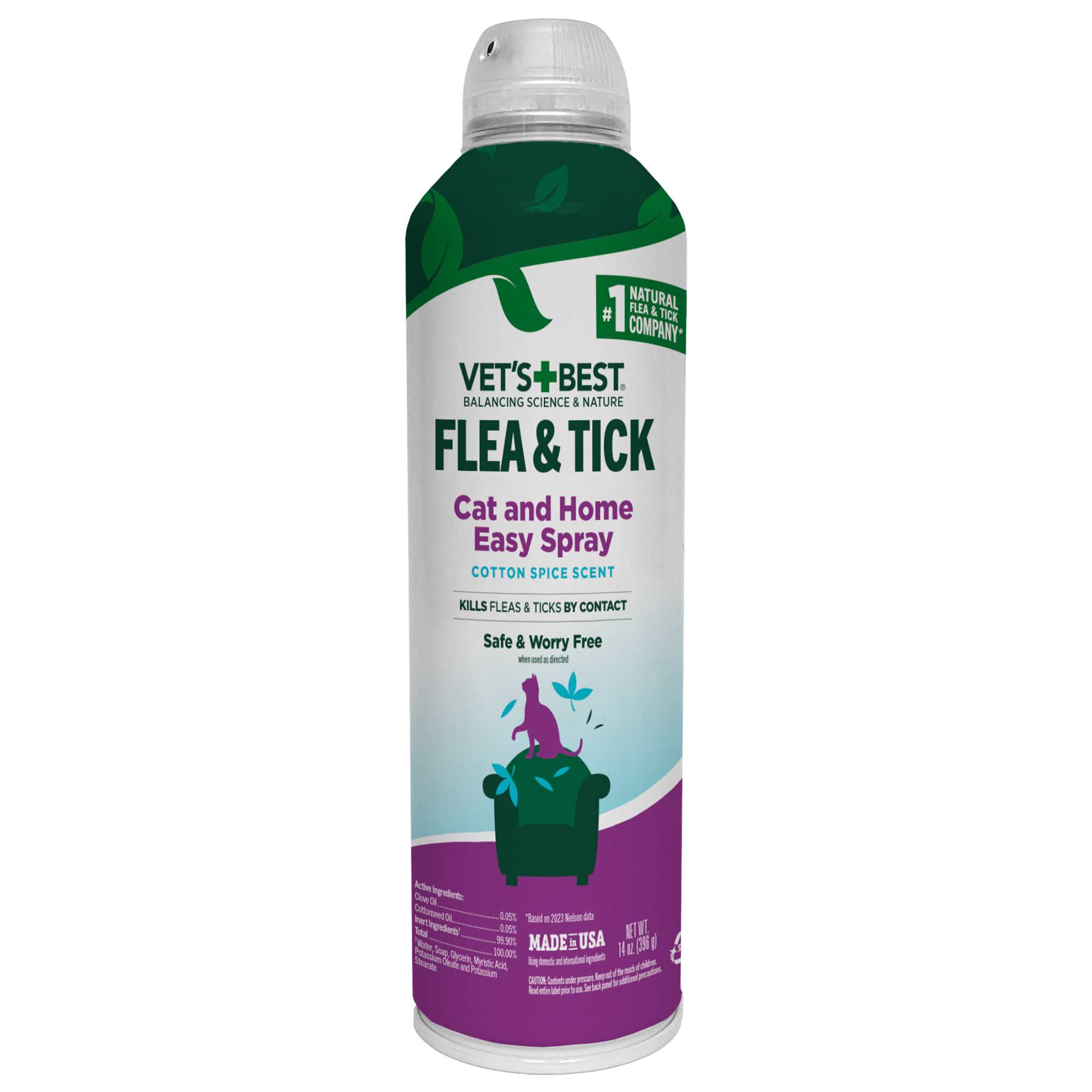 Cat Home Flea and Tick Spray 14oz Vet s Best