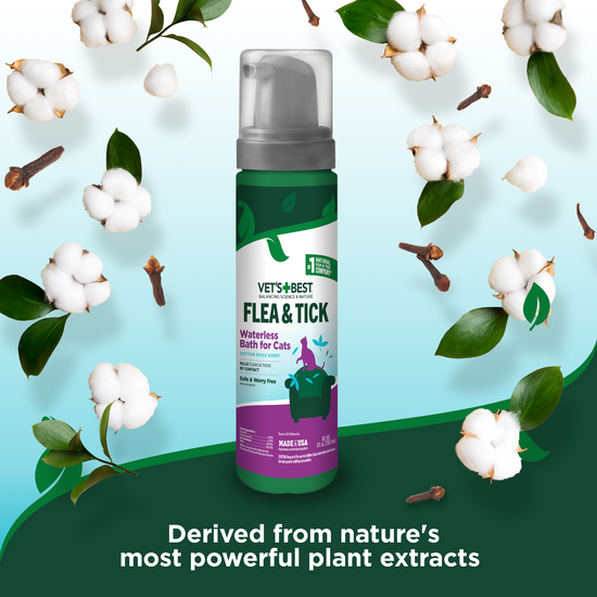 Flea and Tick Waterless Bath for Cats – Cotton Spice Scent, 8 oz. new