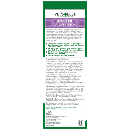 Ear Relief Wash & Dry label