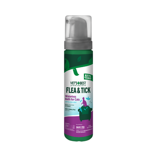 Flea and Tick Waterless Bath for Cats – Cotton Spice Scent, 8 oz. front