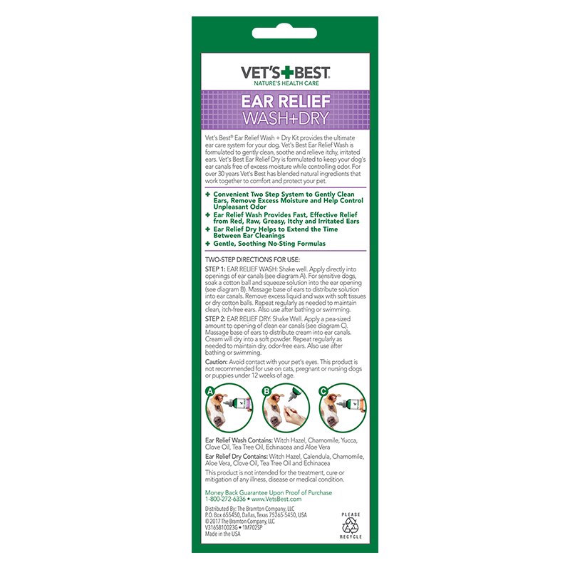 vet's best ear relief wash & dry for dogs