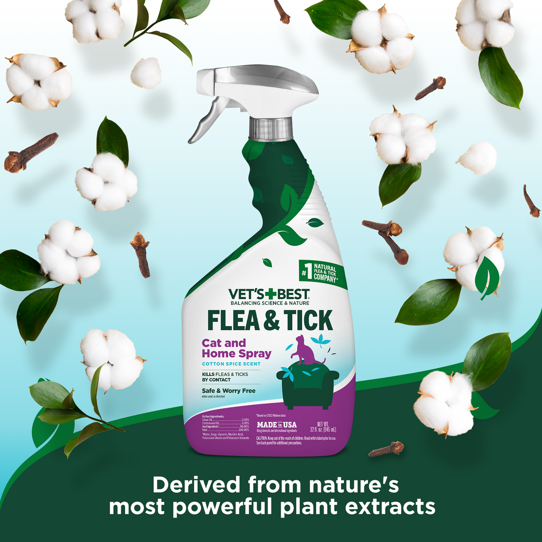 Image showcasing Cat & Home Flea and Tick Spray - 32oz | Vet's Best