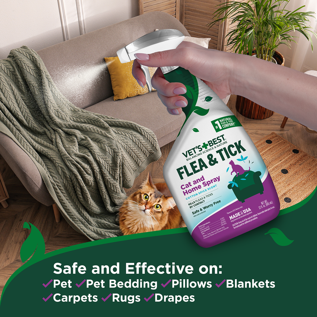 View of Cat & Home Flea and Tick Spray - 32oz | Vet's Best