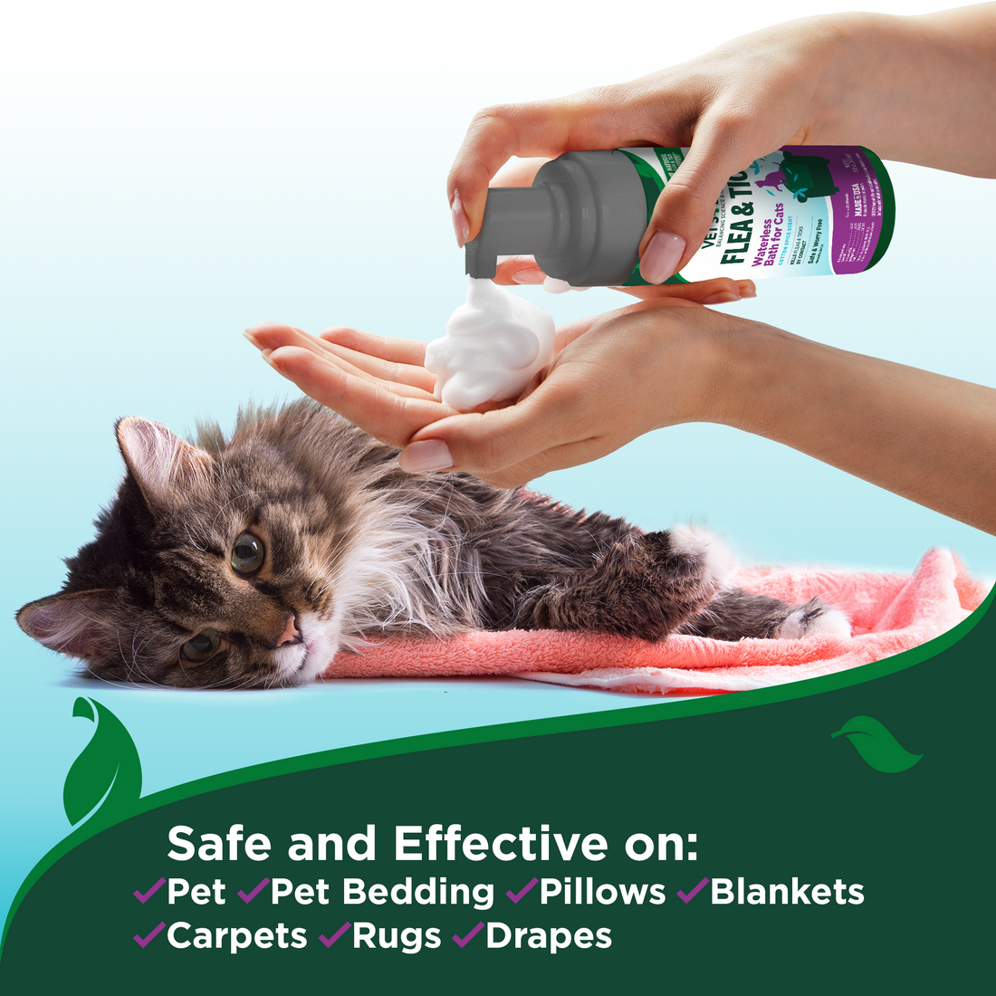 Cat Flea & Tick Waterless Bath - 5oz | Vet's Best