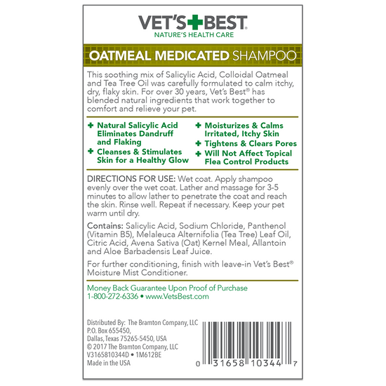 Oatmeal Medicated Dog Shampoo label